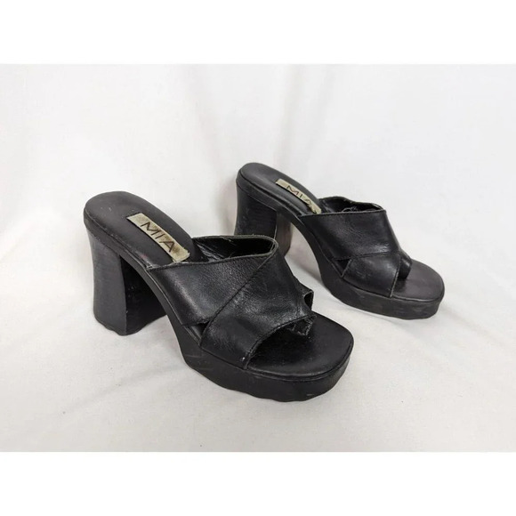 Vintage MIA 90'S Y2K sz. 7M Open Toe Platform Chunky Heels Slides Spice Girls - Picture 1 of 10